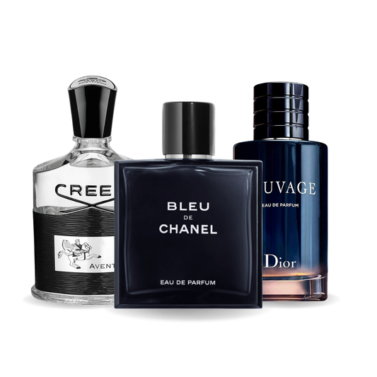 Promotivni paket 3 parfema: Creed AVENTUS, BLEU DE CHANEL i Dior SAUVAGE 100 ml.