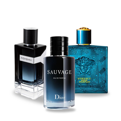 Promotivni paket 3 parfema: Dior SAUVAGE, Yves Saint Laurent Y MEN i Versace EROS 100 ml.