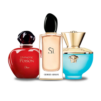 Promotivni paket 3 parfema: Dior HYPNOTIC POISON, Giorgio Armani SÌ i Versace DYLAN TURQUOISE 100 ml.